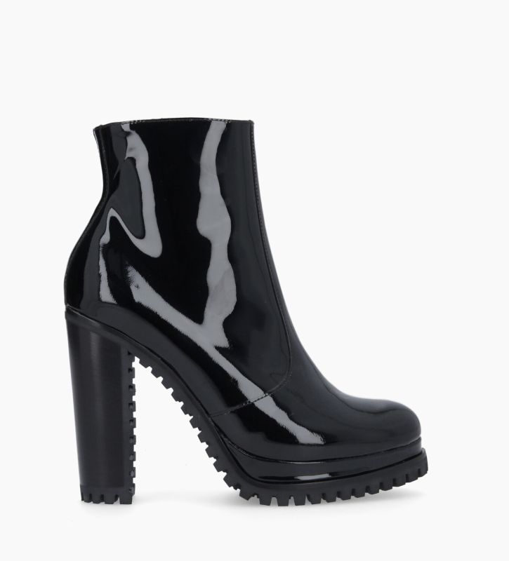 Heeled zipped boot - Lery 7 - Patent leather - Black